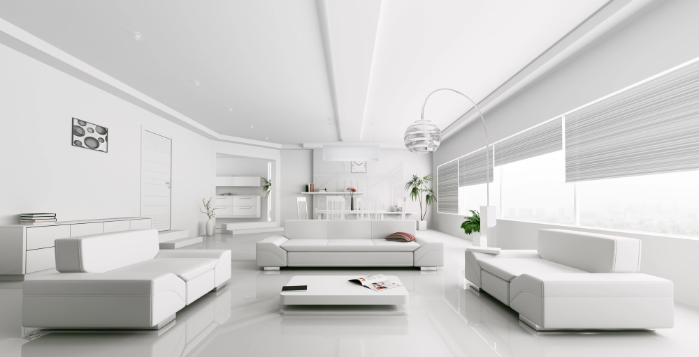 Design d'intérieur, la blancheur des meubles, agencement moderne, 